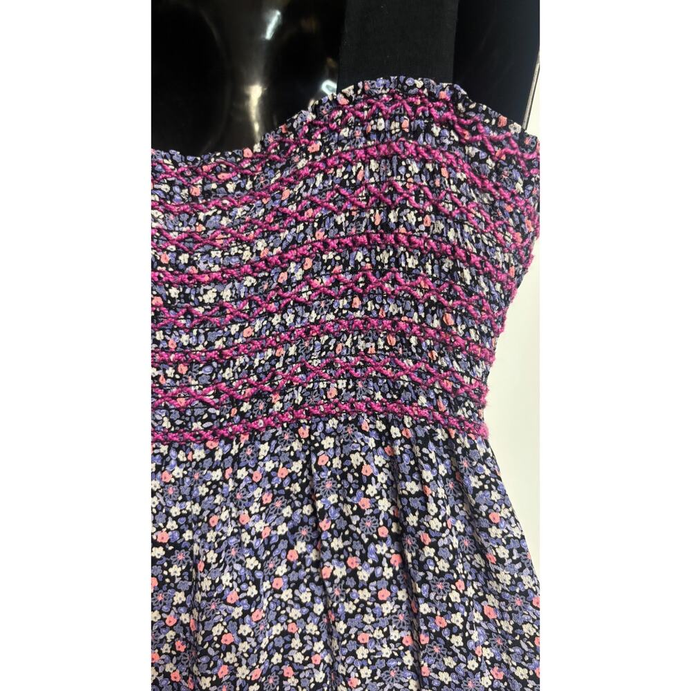 Cinnamon Cami Dress Size 6 Women Purple Ditsy Floral Rayon Smocked Sundress View 5
